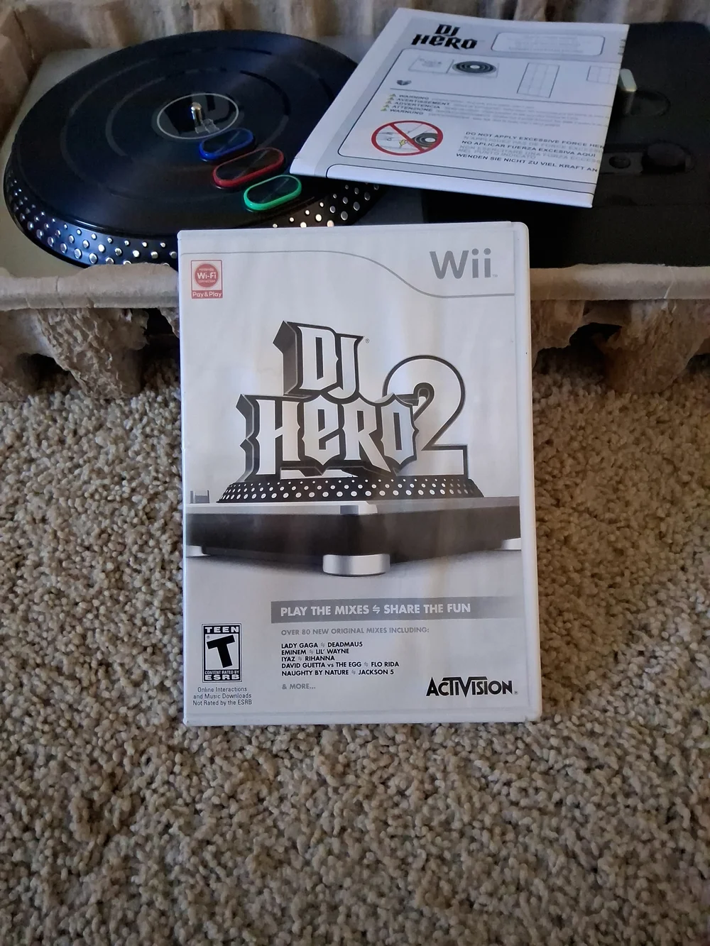 Nintendo Wii DJ Hero 2 Turntable Bundle in Original Box w/Instructions + CD Game